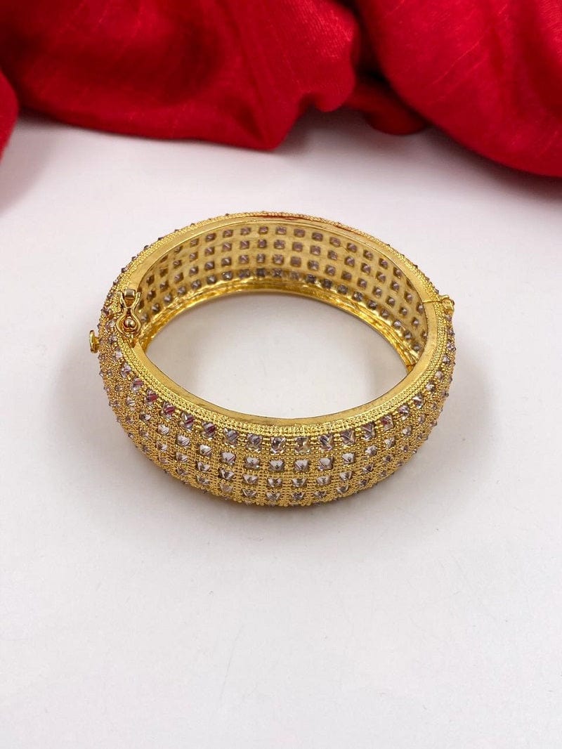 Gold Plated Studded American Diamond Bangle Bracelet For Women 1pc Bracelets