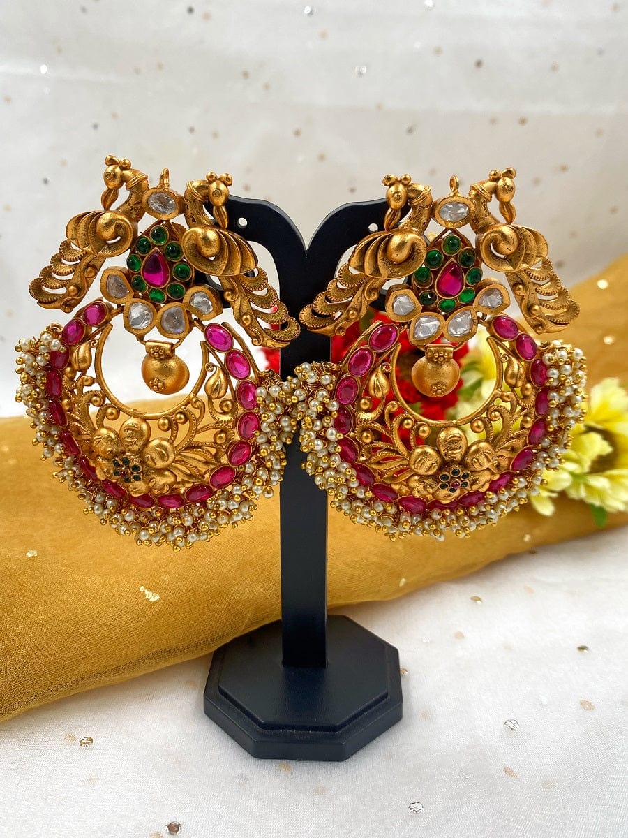 22K Yellow Gold & Gem Antique Chandbali Earrings (19.7gm) – Virani Jewelers