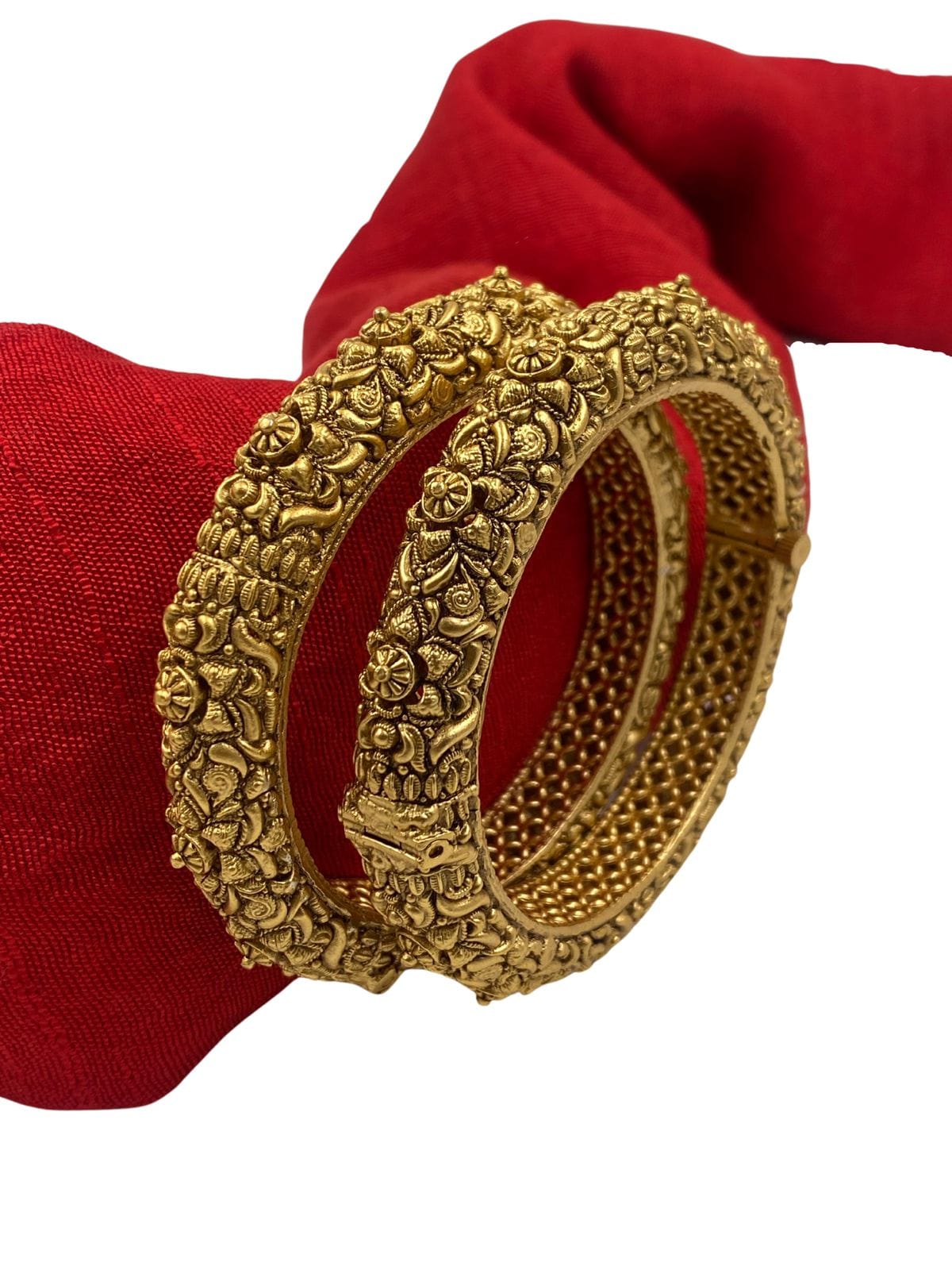 Gold Plated Traditional Nakshi Golden Kada Bangle By Gehna Shop Antique Golden Bangles