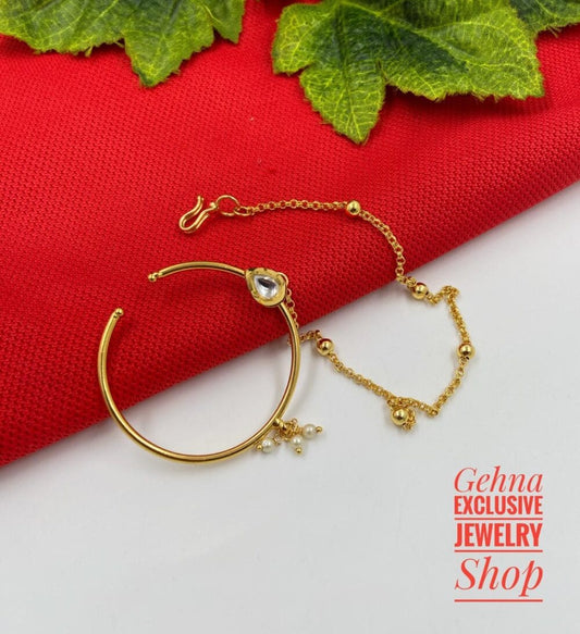 Gold Plated Wedding Kundan Nose Ring For Women By Gehna Shop Nose Ring