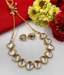 Gold Toned Big Polki Kundan Necklace Set By Gehna Shop Choker Necklace Set