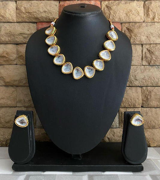 Gold Toned Big Polki Kundan Necklace Set By Gehna Shop Choker Necklace Set