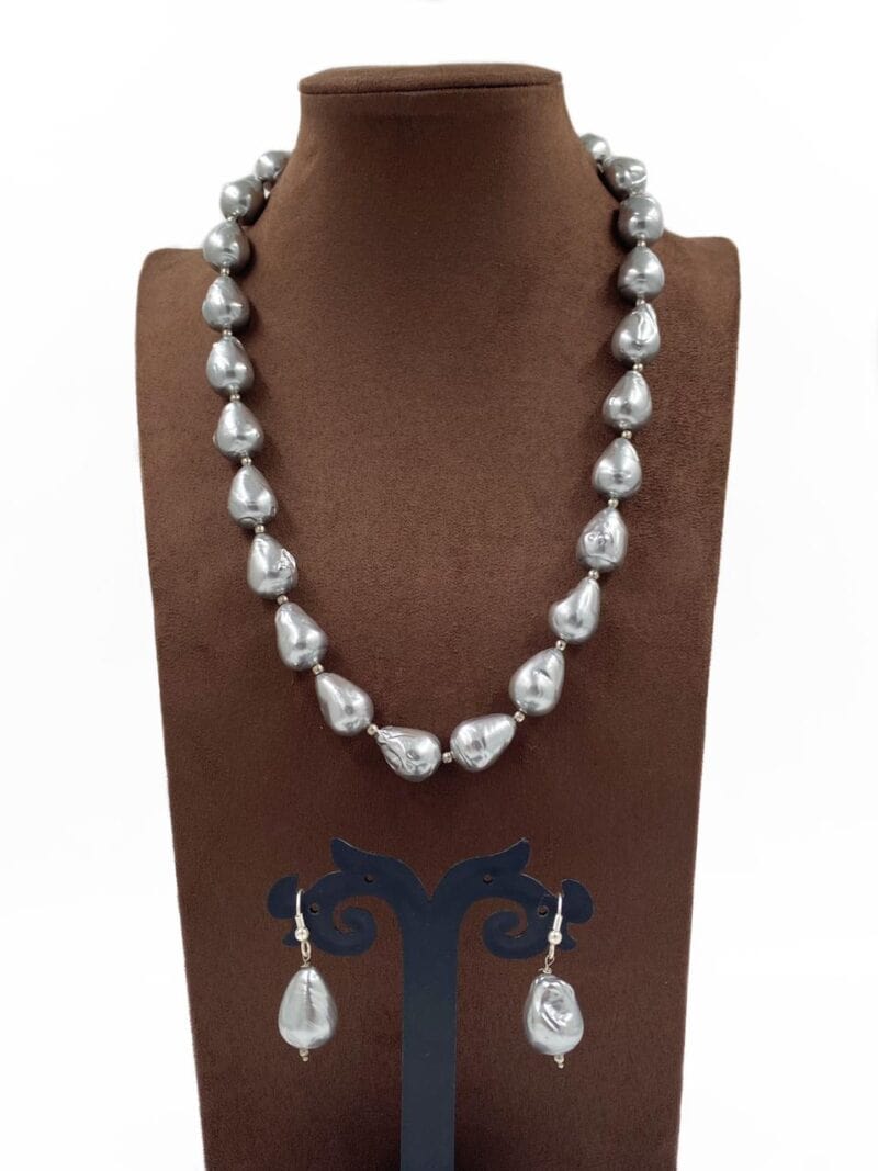 Grey Color Baroque Pearls Necklace By Gehna Shop Beads Jewellery