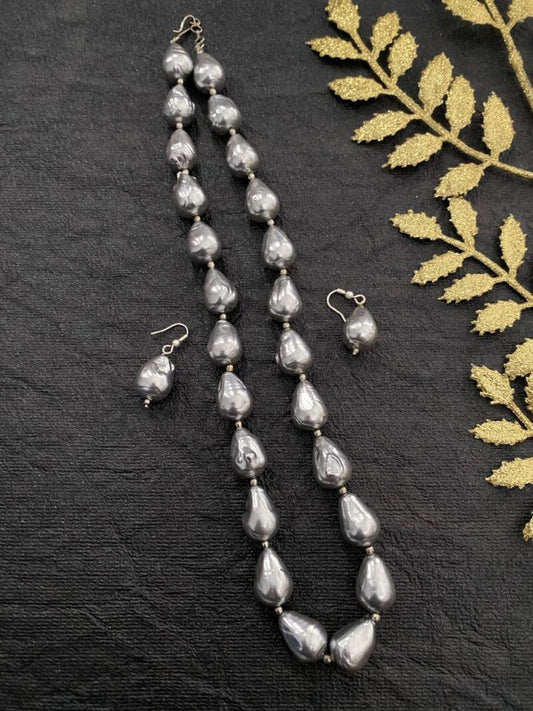 Grey Color Baroque Pearls Necklace By Gehna Shop Beads Jewellery