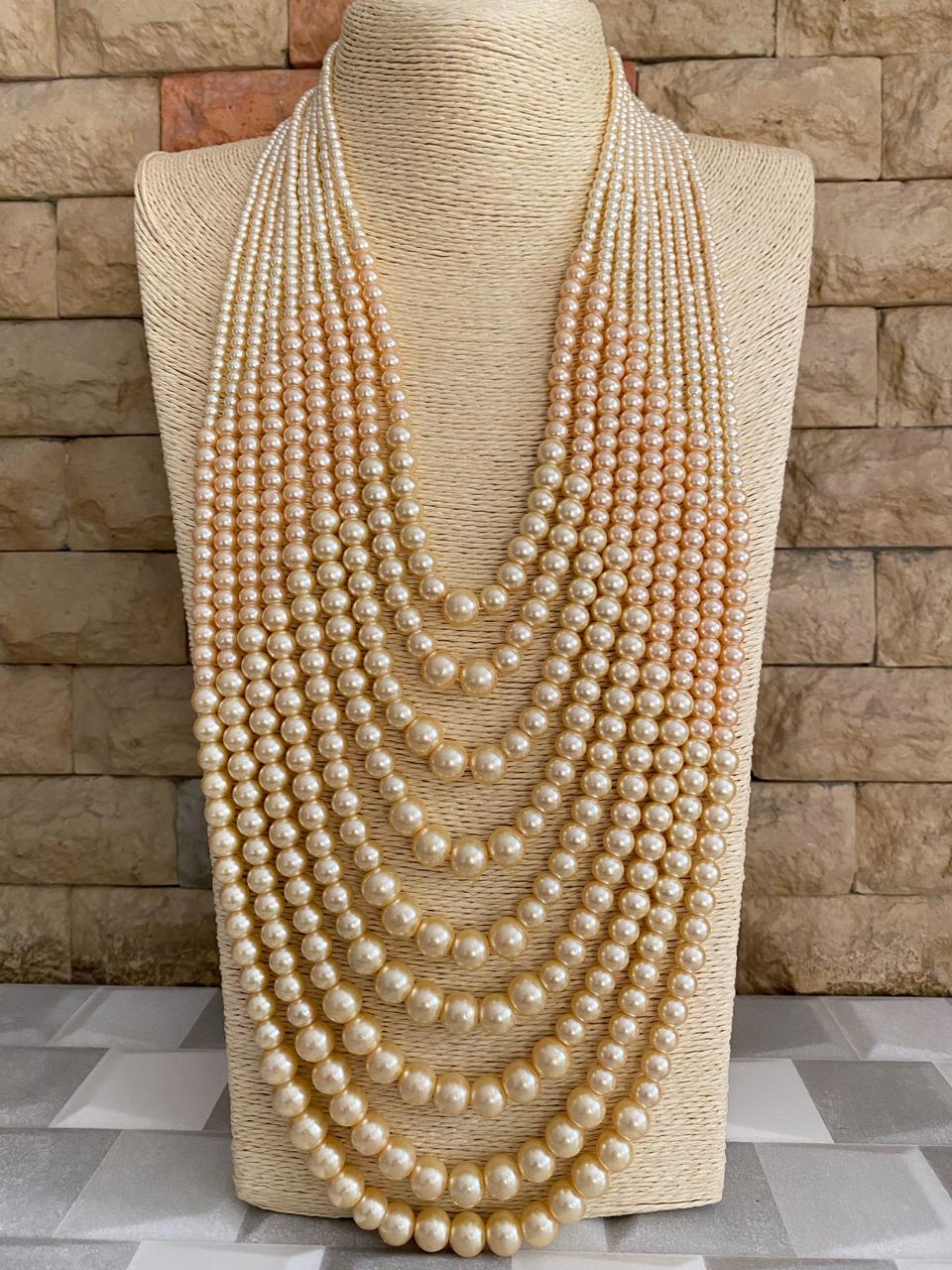Handcrafted Multi Layered Pearls Beaded Necklace For Men And Woman Beads Jewellery