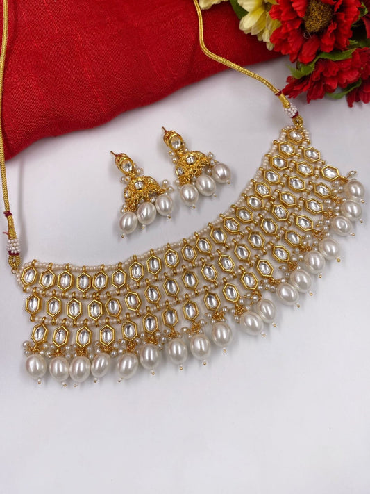 Handcrafted Pearl And Kundan Choker Necklace Set For Women By Gehna Shop Choker Necklace Set