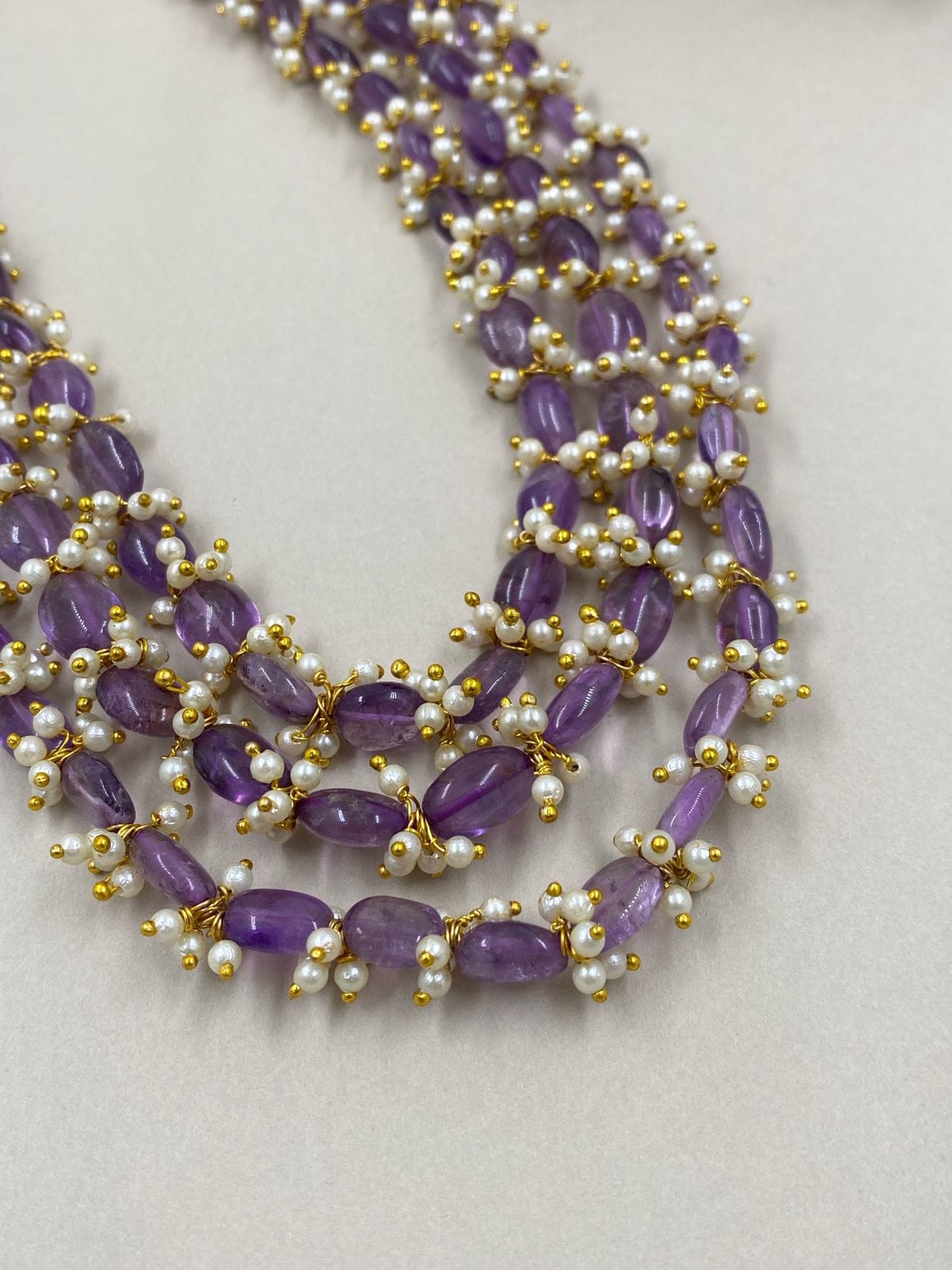 Purple Gold Beaded Necklace, Statement Necklace, Wood Bead Necklace, G –  Dana LeBlanc Designs