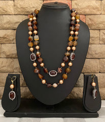 Handcrafted Semi Precious Brown Onyx Beaded Necklace By Gehna Shop Beads Jewellery
