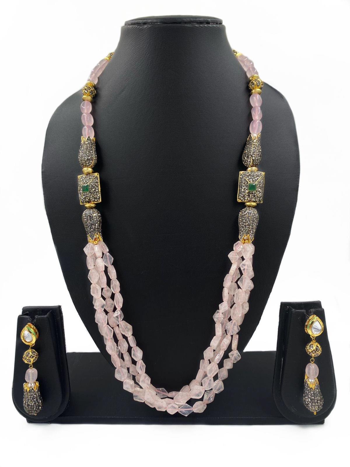 Handcrafted Semi Precious Pink Rose Quartz Beads Necklace By Gehna Shop Beads Jewellery