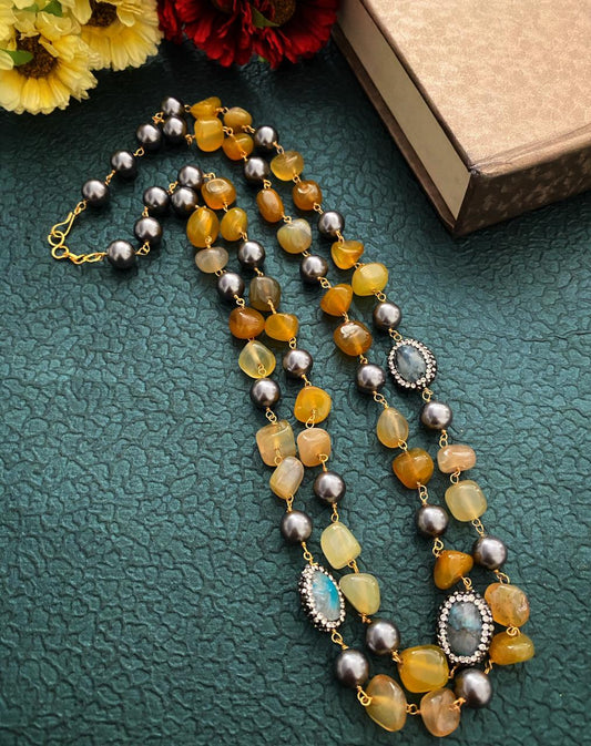 Handcrafted Semi Precious Yellow Onyx Beaded Necklace By Gehna Shop Beads Jewellery