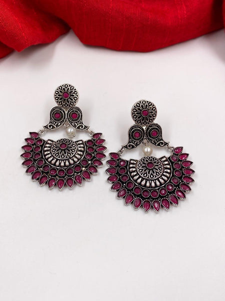 Buy Teejh Ethnic Anushka Half Moon Silver Oxidized Dangler Earrings Online  At Best Price @ Tata CLiQ