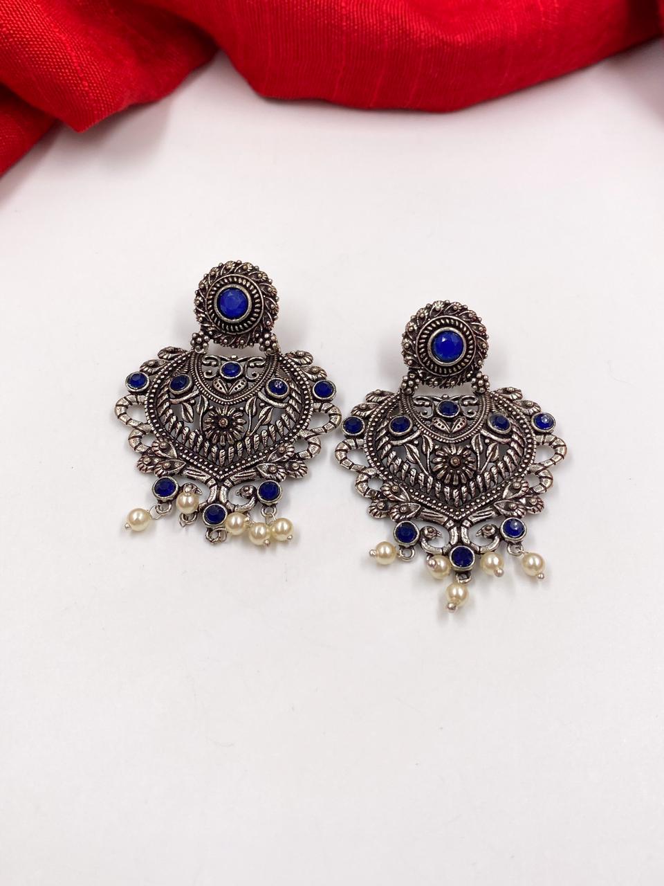 Peora Tribal Muse Collection Traditional Indian Antique Oxidised Silver  Stylish Afghan Jhumka Jhumki Earrings for Women Girls : Amazon.in: Jewellery