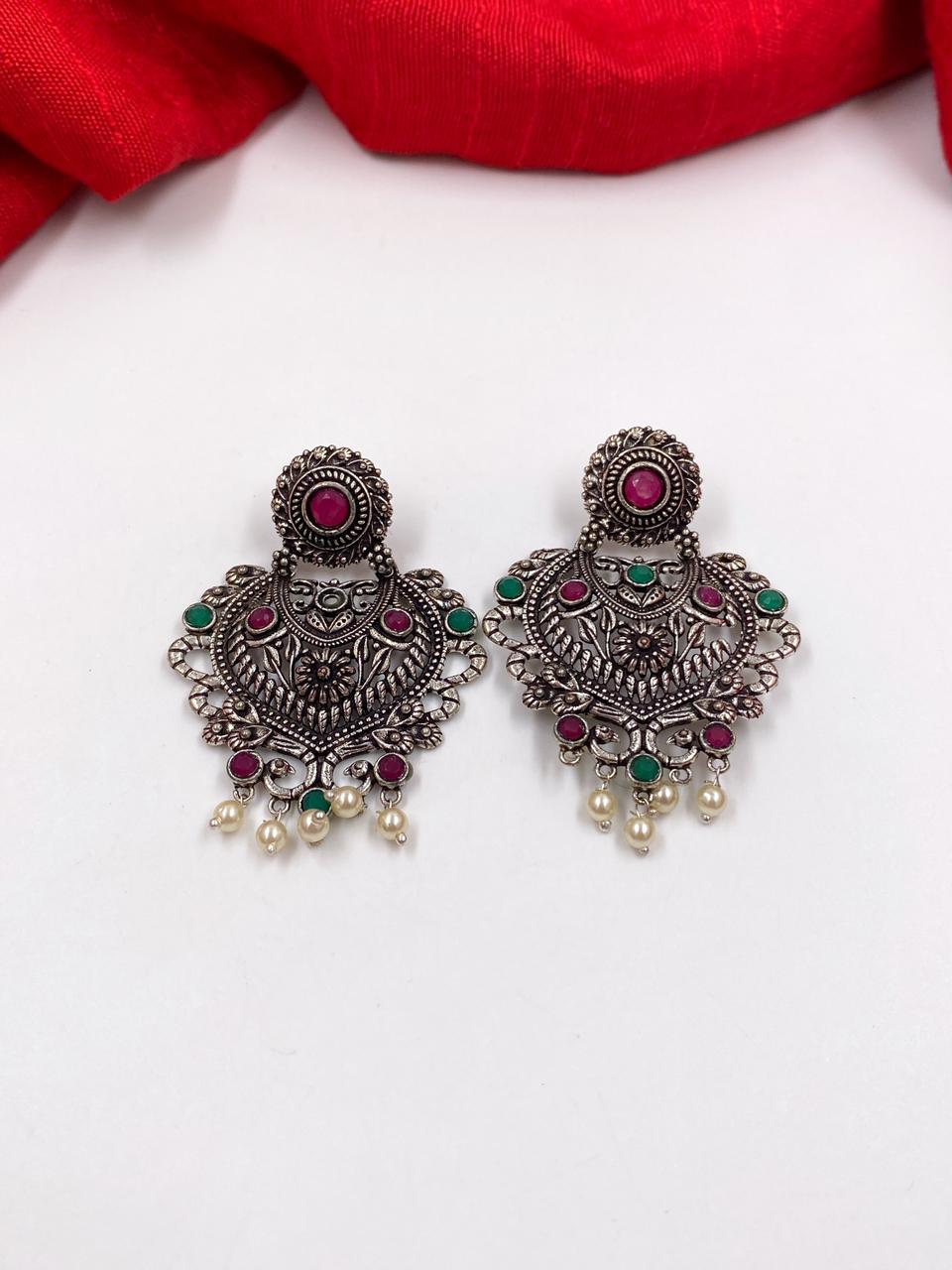 Shop Online India Oxidized Silver Chand Bali Earrings — KO Jewellery