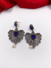 Handcrafted Silver Tone Brass Metal Oxidised Earrings By Gehna Shop Oxidied Earrings