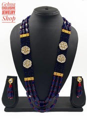 Handmade Designer Semi Precious Blue Jade Beaded Necklace For Woman Beads Jewellery