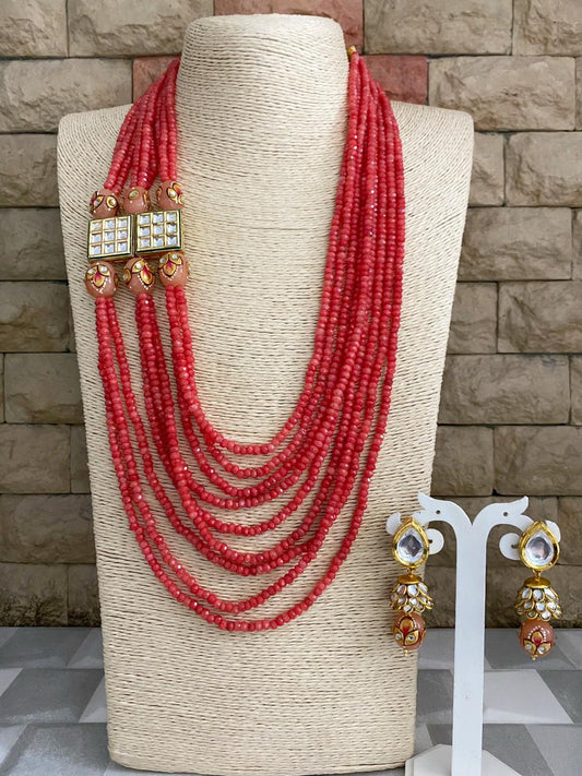 Handmade Multi Layered Semi Precious Stone Beads Necklace Set Beads Jewellery