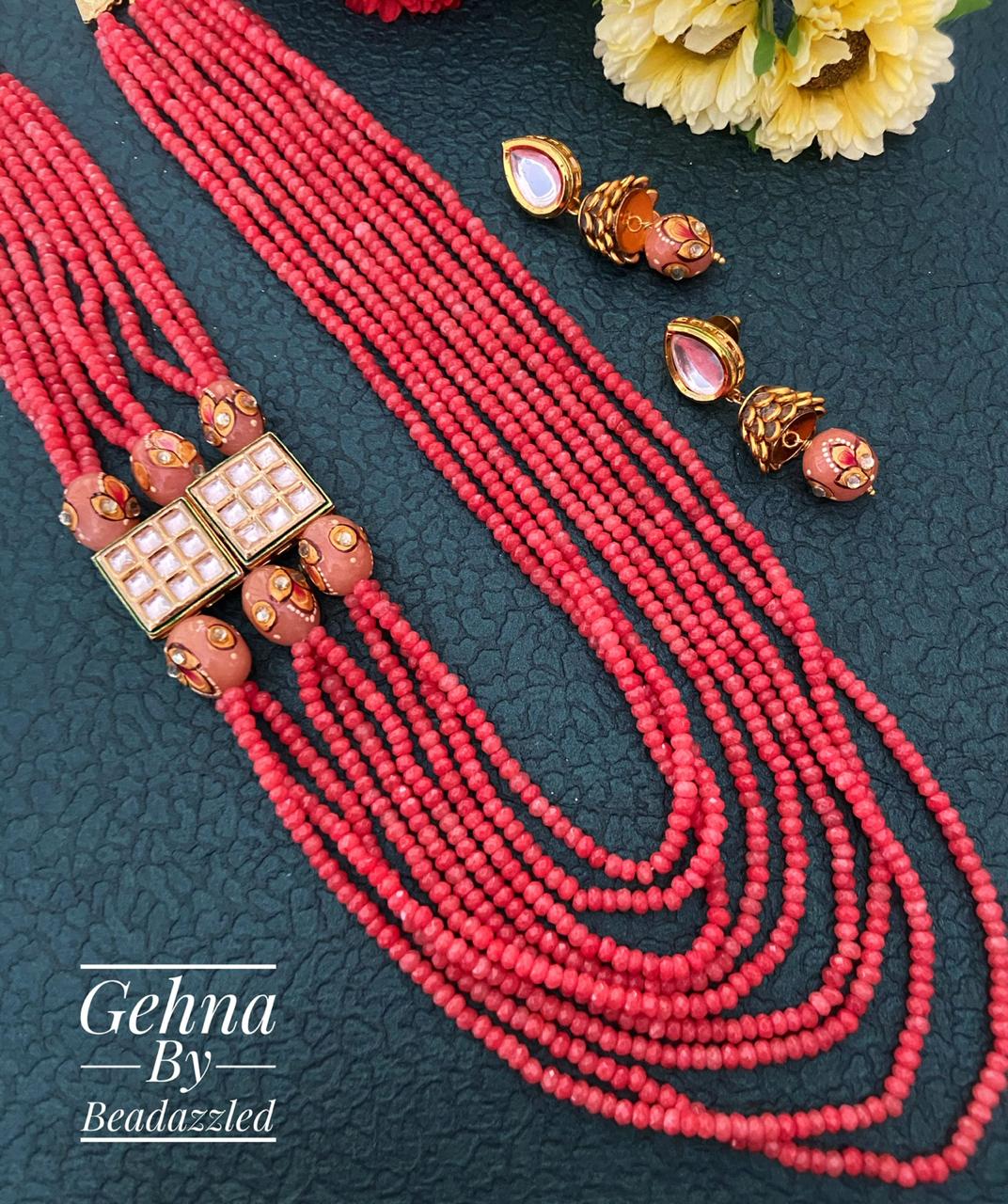 Handmade Multi Layered Semi Precious Stone Beads Necklace Set Beads Jewellery