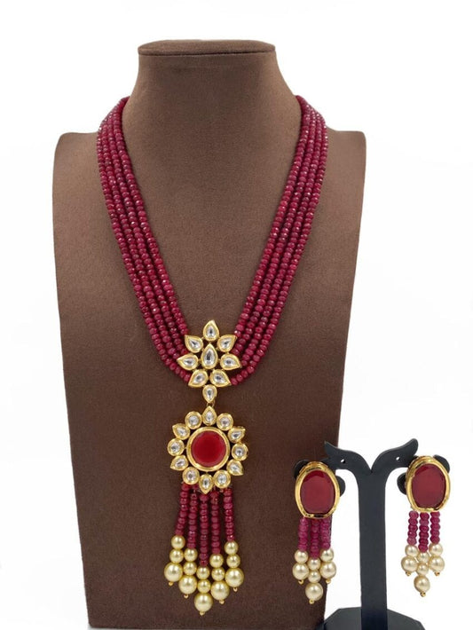 Pink beads 2025 necklace set