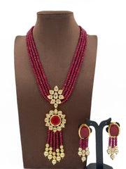 Handmade Multilayered Ruby Pink Jade Beaded Necklace Set For Ladies Beads Jewellery