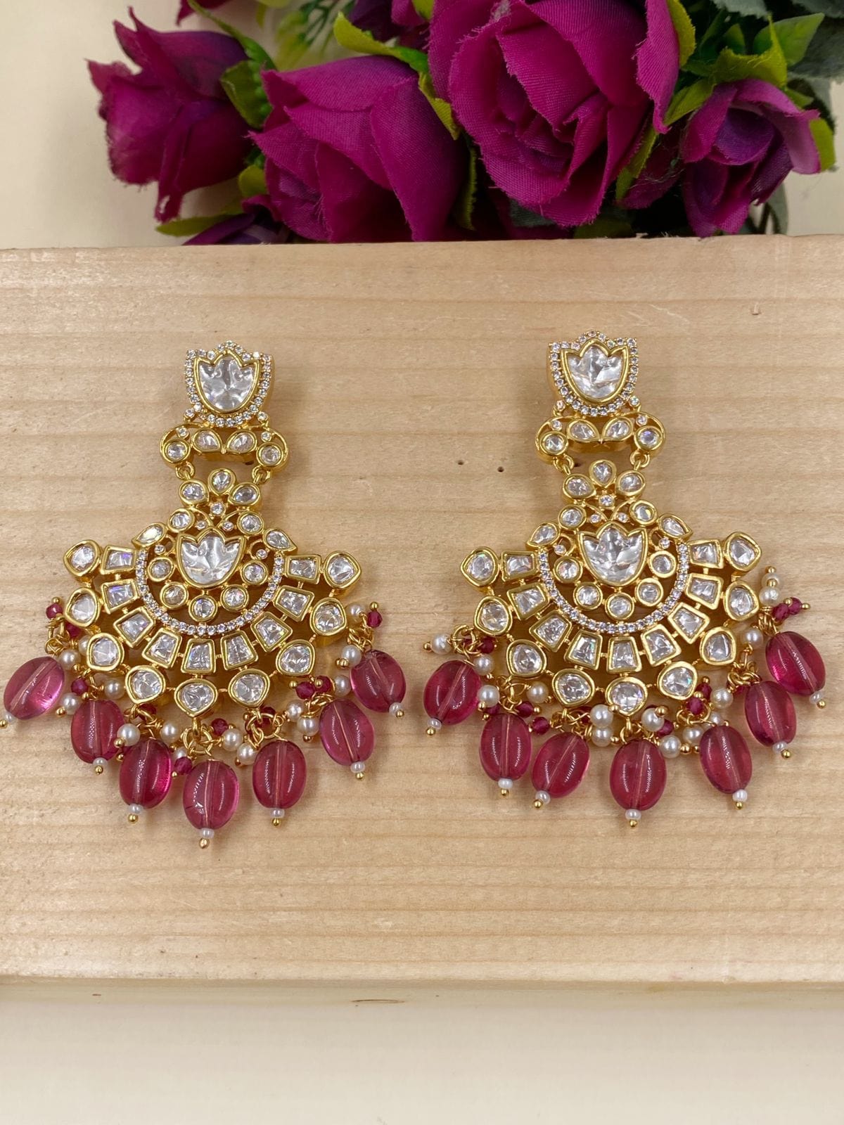Buy Gold Ruby Garnet Earrings Pure Silver Hyderabadi Multicolored Online in  India  Etsy