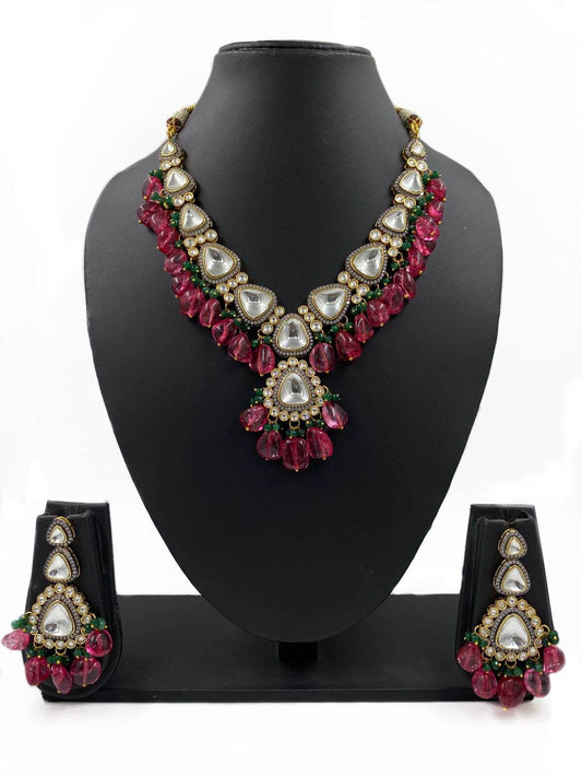 Inayat Victorian Polki Necklace With Real Stone Beads For Weddings Victorian Necklace Sets