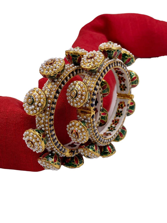 Jadau Moti Gokhru Pacheli Bangle Set For Women By Gehna Shop Bangles