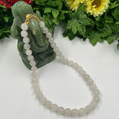 Jaipuri Milky White Color Jade Beads Necklace For Woman By Gehna Shop Beads Jewellery