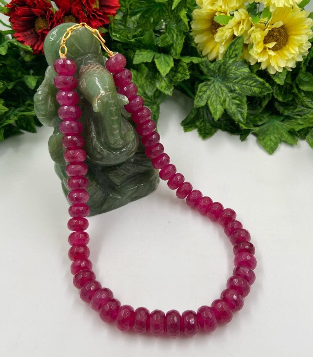Jaipuri Semi Precious Ruby Pink Beads Necklace By Gehna Shop Beads Jewellery