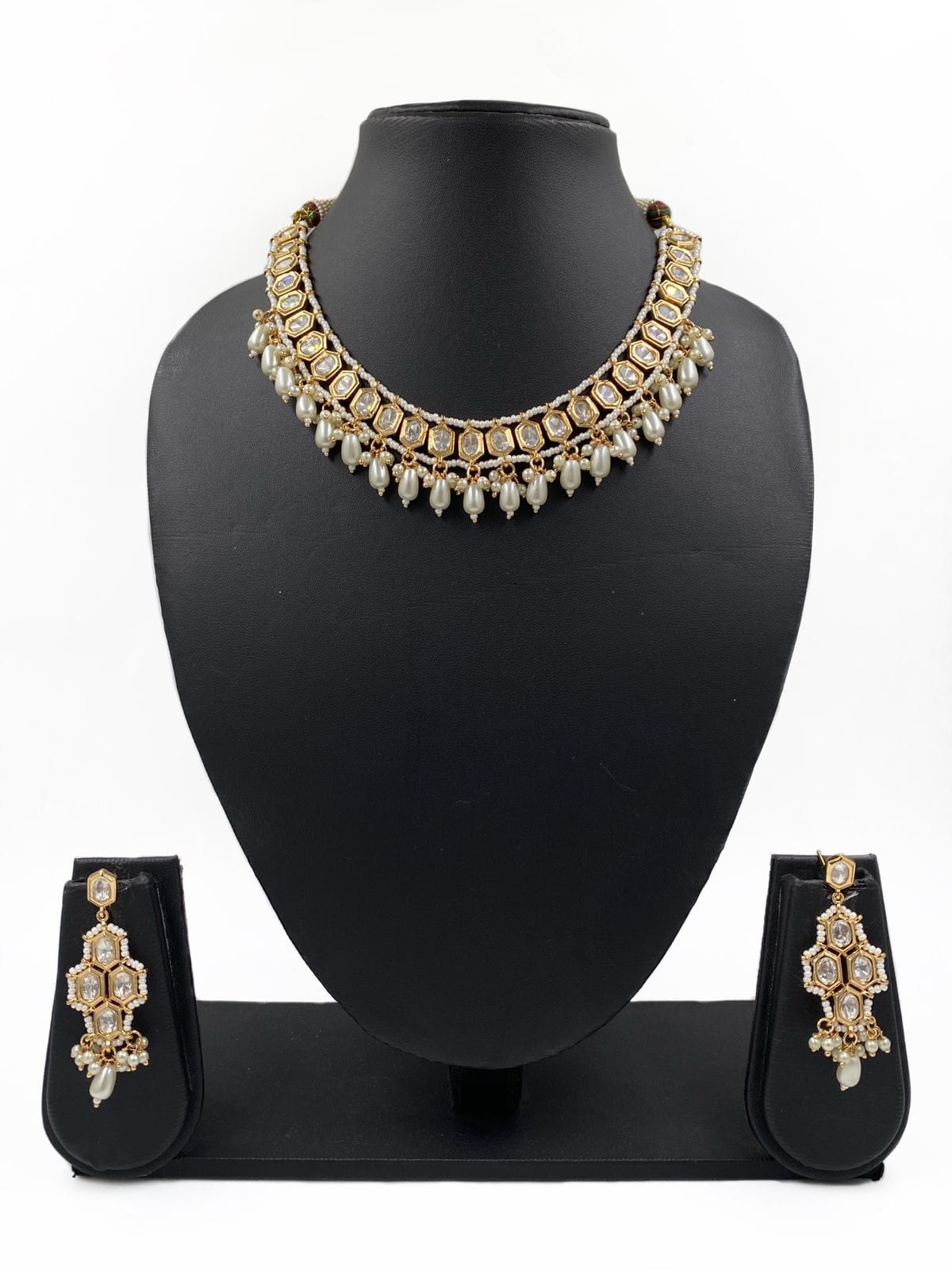 Kaaya Designer Kundan Polki And Pearls Party Necklace Set By Gehna Shpop Choker Necklace Set