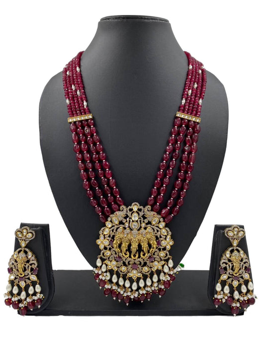 Long Antique Victorian Lord Ganpati Temple Jewellery Necklace Set Victorian Necklace Sets