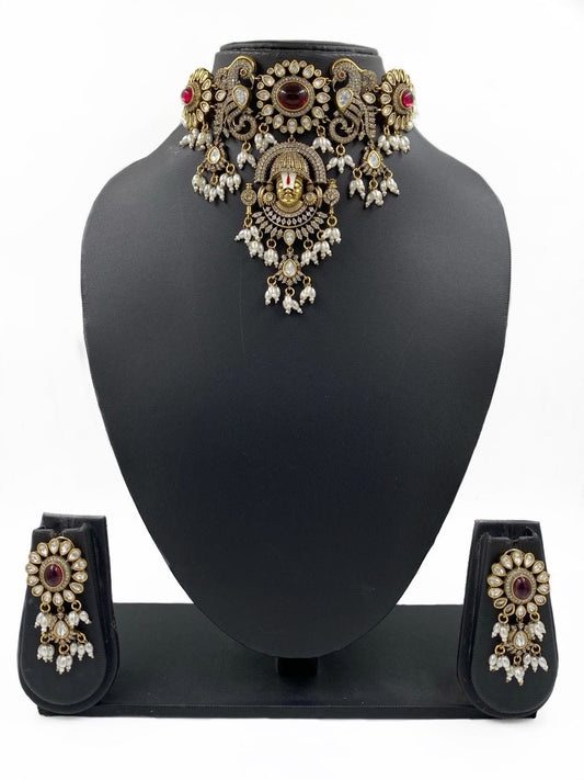 Lord Balaji Antique Temple Jewellery Set For Women By Gehna Shop Victorian Necklace Sets