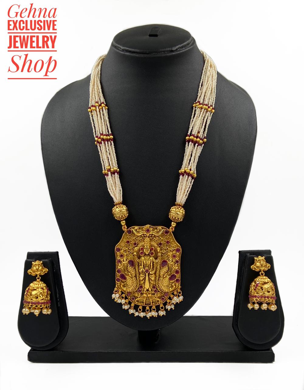 Lord Balaji Temple Necklace Set For Ladies By Gehna Shop Temple Necklace Sets