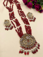 Lord Shrinathji Antique Victorian Temple Jewellery Necklace Set For Weddings Temple Necklace Sets