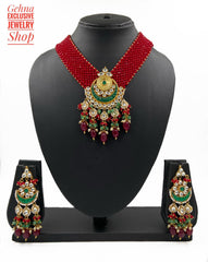 Majestic Red Crystal Chatai Choker For Ladies By Gehna Shop Choker Necklace Set