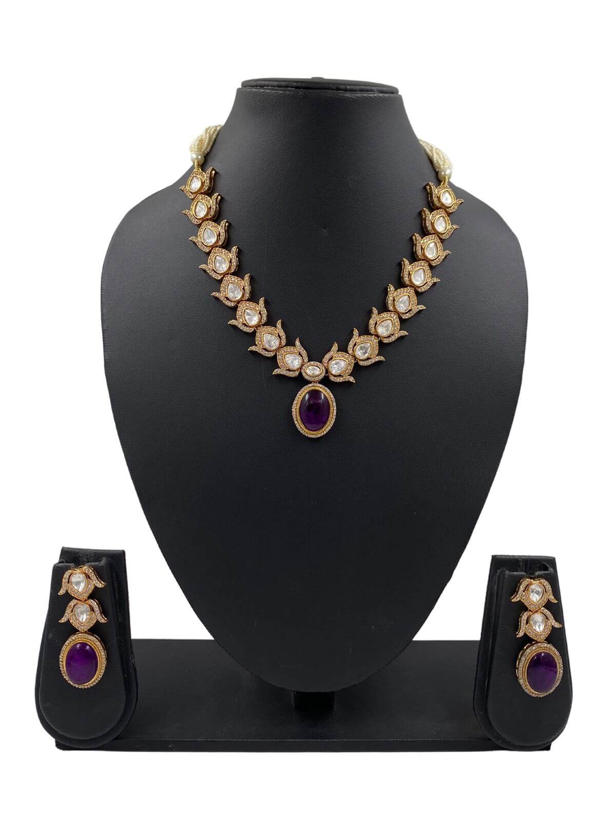 Misha Antique Polki Necklace Set By Gehna Shop Victorian Necklace Sets