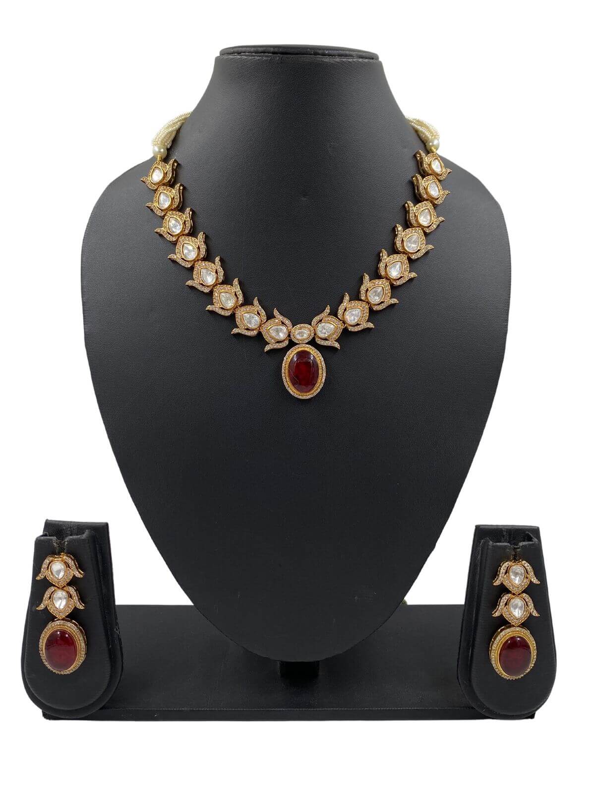 Misha Antique Polki Necklace Set By Gehna Shop Victorian Necklace Sets