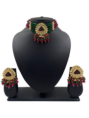 Modern Handcrafted Golden Kundan And Beads Choker Necklace Set For Women By Gehna Shop Choker Necklace Set