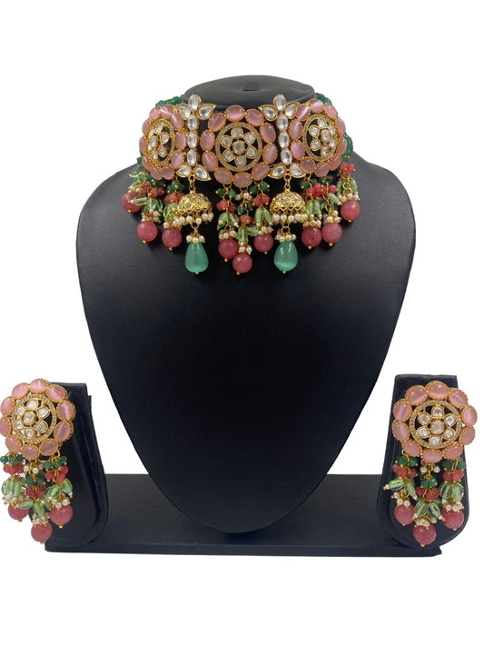 Kundan Choker Necklace Set : JHU2564