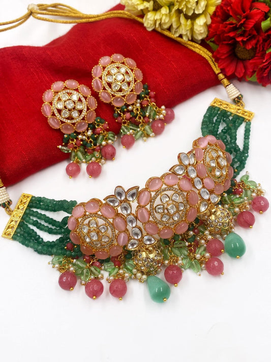 Bridal Green Kundan Necklace Set – BANGLES BY LESHYA