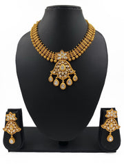 Modern Look Kundan & Ruby Stone Studded Golden Necklace Set By Gehna shop Kundan Necklace Sets