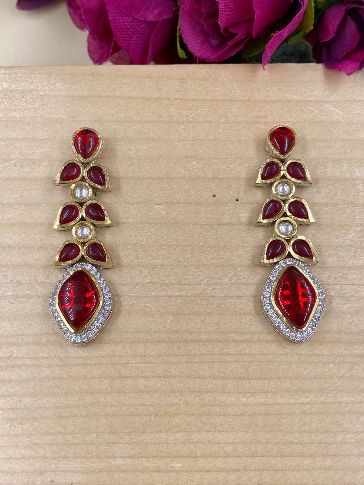 White Red Pearl Indian Jhumka Earrings | FashionCrab.com