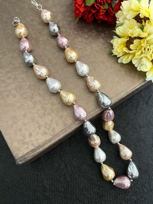 Multi Color Baroque Pearls Necklace By Gehna Shop Beads Jewellery