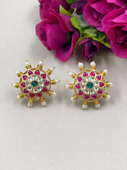 Multi Color Jadau Kundan Stud Earrings For Women By Gehna Shop Stud Earrings