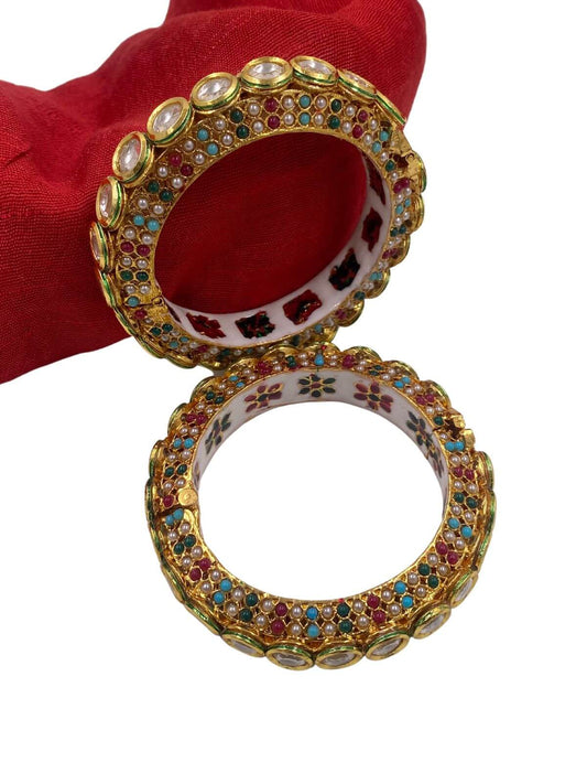 Multi Color Meenakari Kundan Pearls Pacheli Kada Bangles By Gehna Shop Bangles