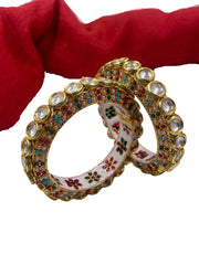 Multi Color Meenakari Kundan Pearls Pacheli Kada Bangles By Gehna Shop Bangles