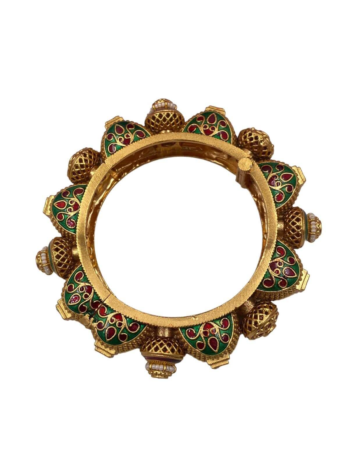 Multi Color Rajasthani Meenakari Gokhru Pacheli Bangles Set Antique Golden Bangles