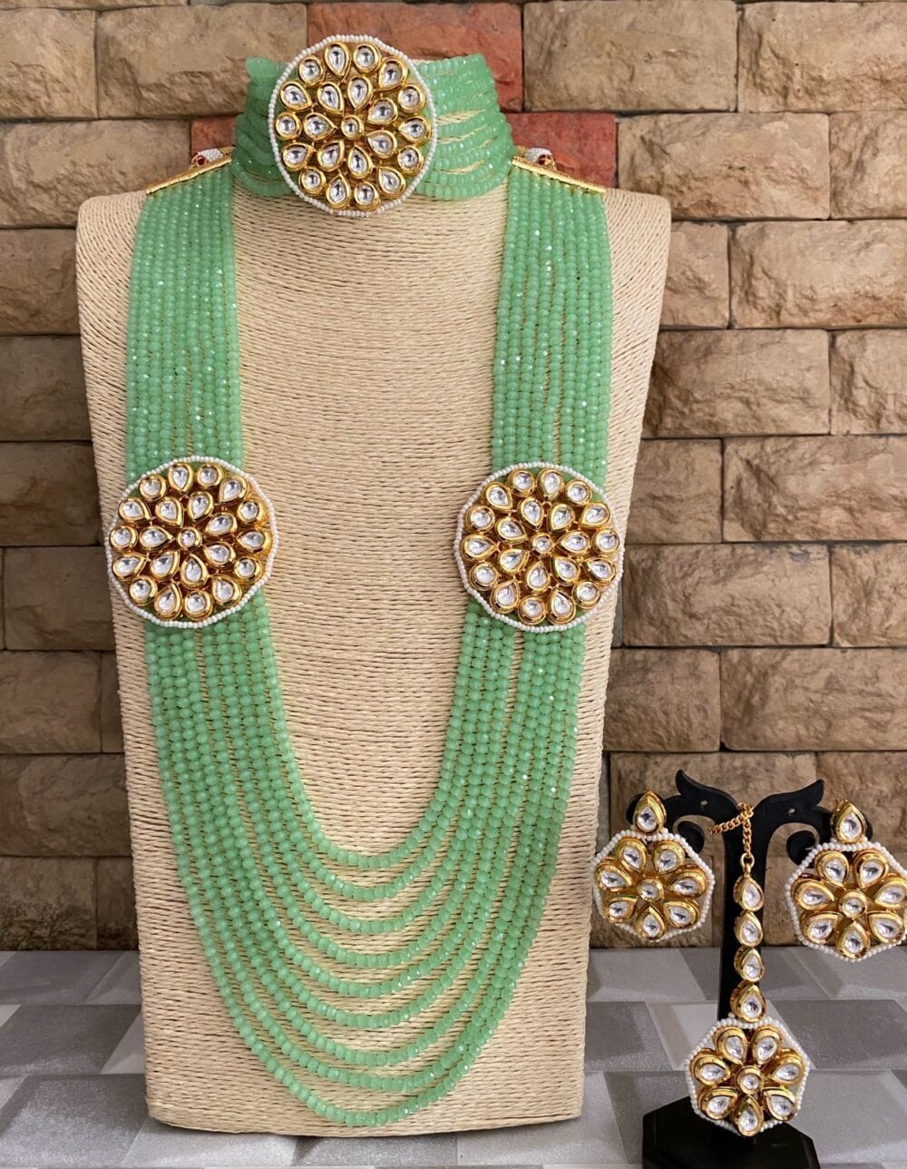 Multilayered Crystal Beads Choker And Long Necklace Set By Gehna Shop Bridal Necklace Sets