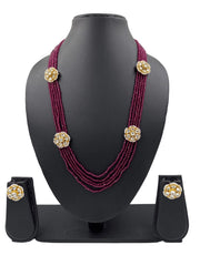 Multilayered Kundan Brooch And Pink Hydro Beads Necklace By Gehna Shop Beads Jewellery