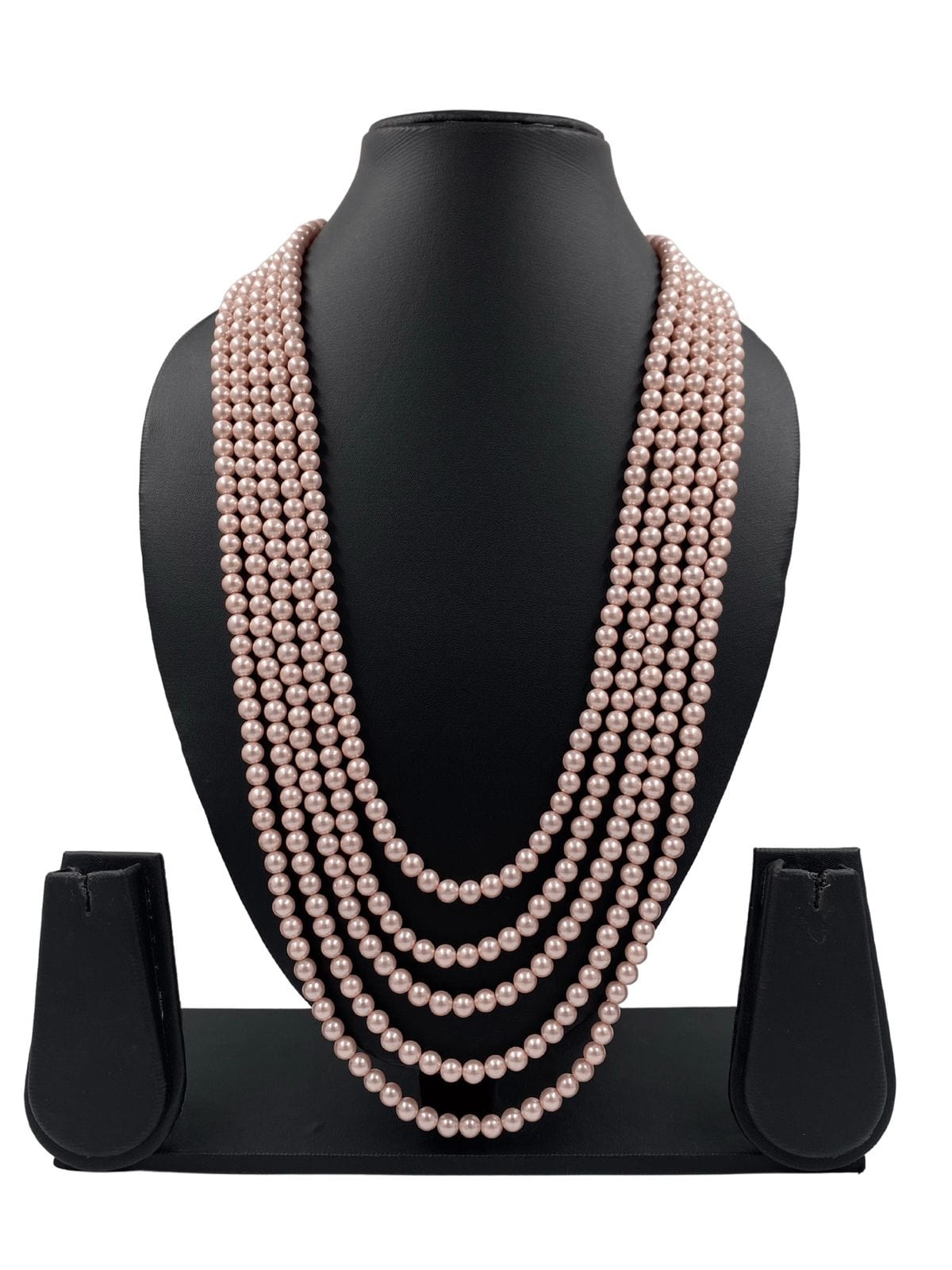Multilayered Rose Pink Shell Pearls Sherwani Mala Necklace For Grooms By Gehna Shop Beads Jewellery