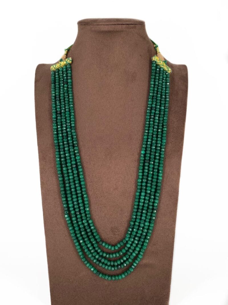 Multilayered Semi Precious Green Jade Beads Necklace By Gehna Shop Beads Jewellery